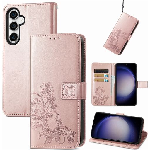 Mobigear Clover Samsung Galaxy S23 FE Hoesje Bookcase Portemonnee - Roségoud