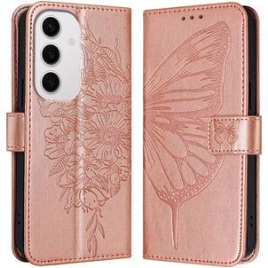 Mobigear Butterfly Samsung Galaxy S24 FE Hoesje Bookcase Portemonnee - Roségoud