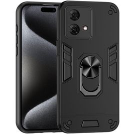 Mobigear Armor Ring Motorola Moto G84 Hoesje Hardcase Backcover Shockproof met Ringhouder - Zwart