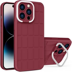 Mobigear Cube iPhone 14 Pro Hoesje Hardcase Backcover met Standaard - Rood