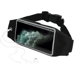 Mobiparts Comfort Fit Belt Telefoonhouder Hardlopen Neopreen Sport Hoesje Heuptas (max 16 cm x 8 cm) - Zwart