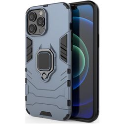 Mobigear Armor Ring iPhone 13 Pro Max Hoesje Hardcase Backcover Shockproof met Ringhouder - Blauw