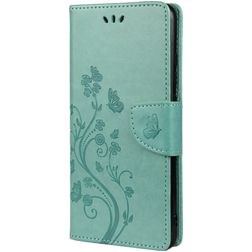 Mobigear Flowers Samsung Galaxy A23 Hoesje Bookcase Portemonnee - Turquoise