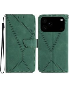 Mobigear Stitch iPhone 18 Pro Max Hoesje Bookcase Portemonnee - Groen