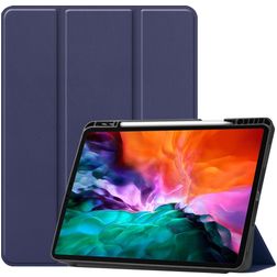 Mobigear Tri-Fold Gel iPad Pro 12.9 Inch (2021) Hoes TPU,Kunstleer Bookcase + Stylus Houder - Donkerblauw