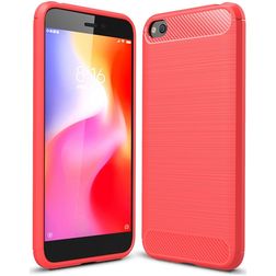 Mobigear Brushed Slim Xiaomi Redmi Go Hoesje Flexibel TPU Backcover - Rood