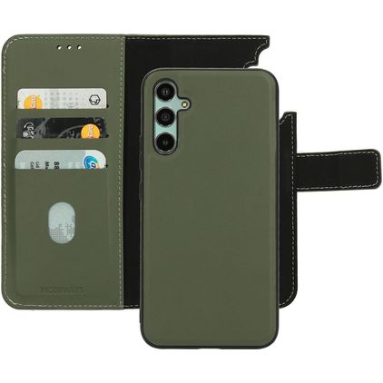 Mobiparts Samsung Galaxy A34 Hoesje Echt Leer Uitneembare 2in1 Bookcase Portemonnee - Groen