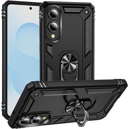 Mobigear Armor Ring Samsung Galaxy S25 Edge Hoesje Hardcase Backcover Shockproof met Ringhouder - Zwart