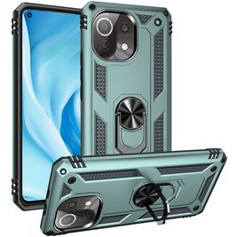 Mobigear Armor Ring Xiaomi Mi 11 Lite Hoesje Hardcase Backcover Shockproof met Ringhouder - Groen