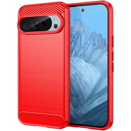 Mobigear Brushed Slim Google Pixel 9 Pro Hoesje Flexibel TPU Backcover - Rood