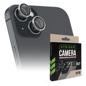 Striker Single Lens iPhone 15 Glazen Camera Lens Protector - Case Friendly - Zwart