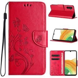 Mobigear Flowers Samsung Galaxy A35 Hoesje Bookcase Portemonnee - Rood