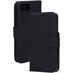 Mobiparts iPhone 16e Hoesje Echt Leer Bookcase Portemonnee - Zwart