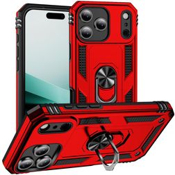 Mobigear Armor Ring iPhone 17 Pro Hoesje Hardcase Backcover Shockproof met Ringhouder - Rood