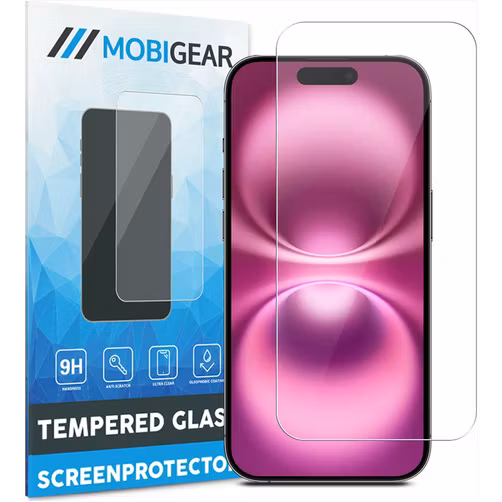 Mobigear iPhone 16 Glazen Screenprotector - Case Friendly