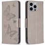 Mobigear Butterfly iPhone 15 Pro Max Hoesje Bookcase Portemonnee - Grijs
