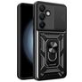 Mobigear Armor Ring Cam Slide Samsung Galaxy S24 FE Hoesje Hardcase Backcover Shockproof met Ringhouder en Camera Slider - Zwart