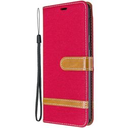 Mobigear Fabric Samsung Galaxy A21 Hoesje Stof Bookcase Portemonnee - Rood