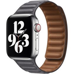 Mobigear Bumpy Leren Apple Watch Bandje Magneetsluiting - 49/46/45/44 mm - Grijs
