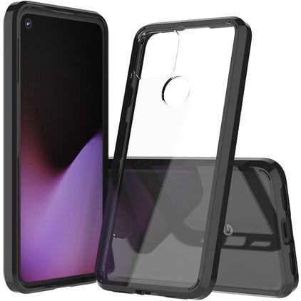 Mobigear Crystal Google Pixel 5 Hoesje Hardcase Backcover - Transparant / Zwart