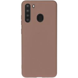 Mobigear Colors Samsung Galaxy A21 Hoesje Flexibel TPU Backcover - Bruin