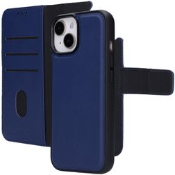 Mobiparts iPhone 15 MagSafe Hoesje Echt Leer Uitneembare 2in1 Bookcase Portemonnee - Blauw