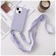Mobigear Lanyard iPhone 14 Siliconen Hoesje met koord - Paars