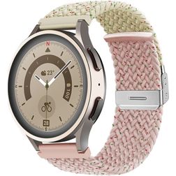 Mobigear Braided Dual Nylon Smartwatch Bandje Klemsluiting - Universeel 20 mm aansluiting - Roze / Sterrenlicht