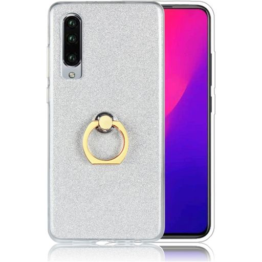 Mobigear Glitter Ring Huawei P30 Hoesje Flexibel TPU Backcover met Ringhouder - Zilver