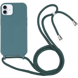 Mobigear Lanyard iPhone 16 Siliconen Hoesje met koord - Groen