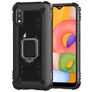 Mobigear Armor Ring Samsung Galaxy A01 Hoesje Flexibel TPU Backcover Shockproof met Ringhouder - Zwart