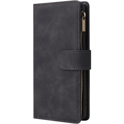 Mobigear Zipper Samsung Galaxy A71 Hoesje Bookcase Portemonnee - Zwart
