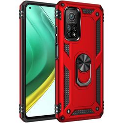 Mobigear Armor Ring Xiaomi Mi 10T Hoesje Hardcase Backcover Shockproof met Ringhouder - Rood