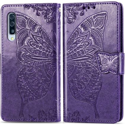 Mobigear Butterfly Samsung Galaxy A50 Hoesje Bookcase Portemonnee - Paars
