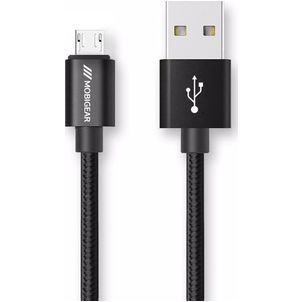 Mobigear Essentials Single USB Autolader Micro USB 1 Meter 12W 2.4A - Zwart