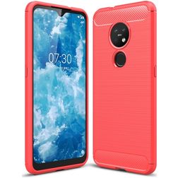 Mobigear Brushed Slim Nokia 7.2 Hoesje Flexibel TPU Backcover - Rood