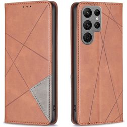 Mobigear Rhombus Slim Samsung Galaxy S23 Ultra Hoesje Bookcase - Bruin