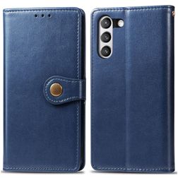 Mobigear Snap Button Samsung Galaxy S21 FE Hoesje Bookcase Portemonnee - Blauw