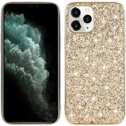 Mobigear Glitter iPhone 12 Hoesje Hardcase Backcover - Goud