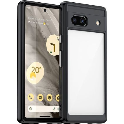 Mobigear Crystal Google Pixel 7a Hoesje Hardcase Backcover - Transparant / Zwart