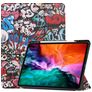 Mobigear Tri-Fold Gel iPad Pro 12.9 Inch (2021) Hoes TPU,Kunstleer Bookcase + Stylus Houder - Graffiti