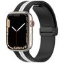 Mobigear Stripe Mag Siliconen Apple Watch Bandje Magneetsluiting - 42/41/40/38 mm - Zwart / Wit