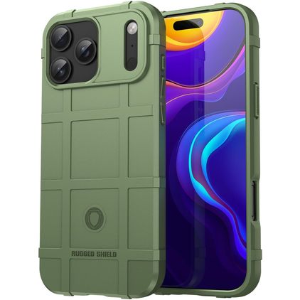 Mobigear Rugged Shield iPhone 17 Pro Max Hoesje Flexibel TPU Backcover Shockproof - Groen