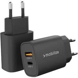 Mobilize Dual USB / USB-C Oplader Power Delivery 25W - Zwart