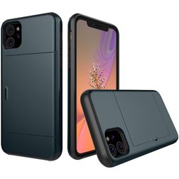 Mobigear Card iPhone 11 Hoesje Hardcase Backcover Shockproof met Pasjeshouder - Marineblauw