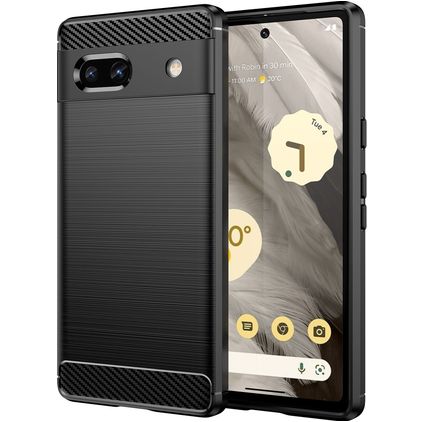 Mobigear Brushed Slim Google Pixel 7a Hoesje Flexibel TPU Backcover - Zwart