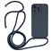 Mobigear Lanyard iPhone 14 Pro Max Siliconen Hoesje met koord - Donkerblauw