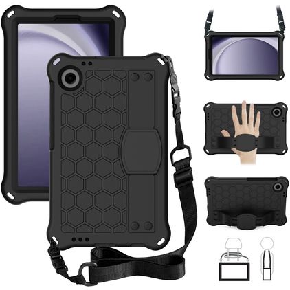 Mobigear HexStrap Samsung Galaxy Tab A9 (2023) Hoes EVA Schuim Backcover + Schouderband - Zwart