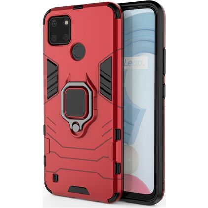 Mobigear Armor Ring Realme C25Y Hoesje Hardcase Backcover Shockproof met Ringhouder - Rood