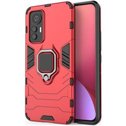 Mobigear Armor Ring Xiaomi 12 Lite Hoesje Hardcase Backcover Shockproof met Ringhouder - Rood